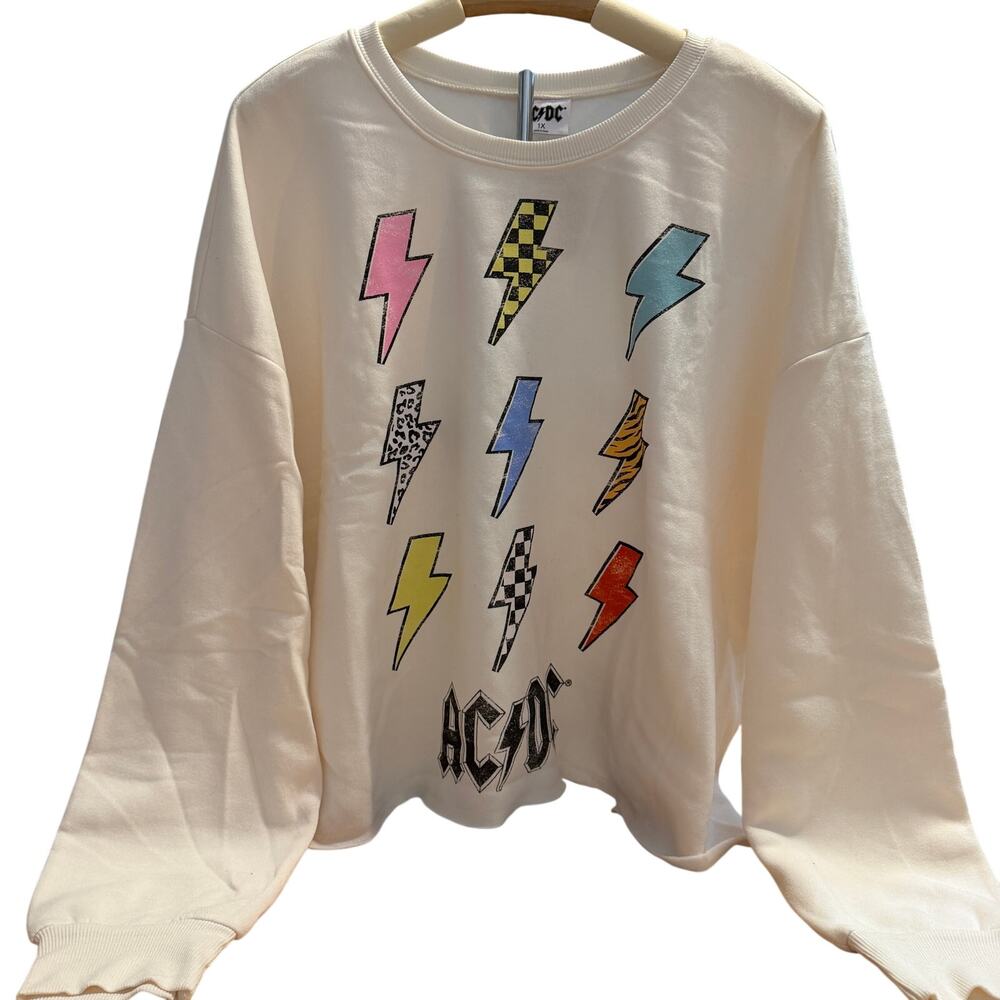 Grayson Threads Women's AC/DC Lightning Bolt Graphic Sweatshirt - Size 1X - NWT